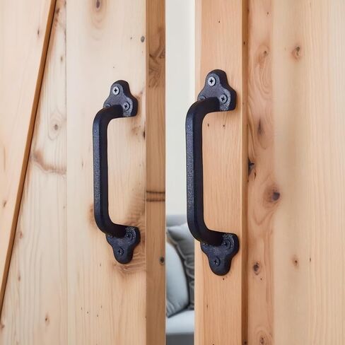 9 Inch Barn Door Handles, Heavy Duty Rustic Design Barn Door Pull, for DIY Sliding Barn Door, Gate, Shed, Garage | Solid Metal Material, Matte Black in Saudi Arabia