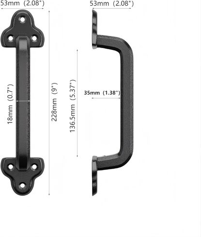 9 Inch Barn Door Handles, Heavy Duty Rustic Design Barn Door Pull, for DIY Sliding Barn Door, Gate, Shed, Garage | Solid Metal Material, Matte Black in Saudi Arabia