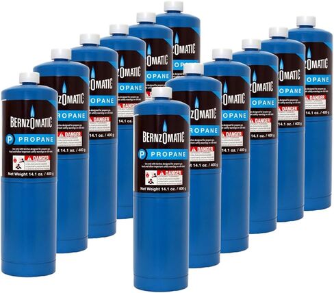 Tiptop Home 14.1 oz. Propane Cylinder - 12 Pack Bernzomatic Blue Steel Cylinders in Kuwait