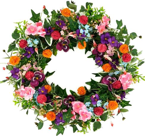 Artificial Fall Wreath Autumn Wreath with Eucalyptus Leaves,Pinecones for Front Door Farmhouse Indoor Outdoor Festival Home Decor in Kuwait