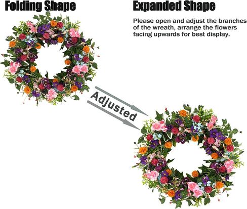 Artificial Fall Wreath Autumn Wreath with Eucalyptus Leaves,Pinecones for Front Door Farmhouse Indoor Outdoor Festival Home Decor in Kuwait