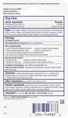 قطرات مرطبة للعين الحمراء من Visine لتخفيف الاحمرار وقطرات تشحيم للعين للمساعدة في ترطيب وتخفيف العيون الحمراء بسبب تهيج العين البسيط بسرعة .28oz in Kuwait