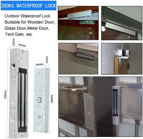 Premium Smart APP Unlocking Access Control System Kit, IP68 Fully Waterproof Electric Door Lock, APP Control/ 600lbs Magnetic Lock/DC 12V Power Adapter/Door Bell, Unlocking Logs Traceable in Kuwait