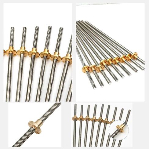 3D Printer T8 Lead Screw, Lead 10mm 12mm 14mm Pitch 2mm Length 100mm to 800mm Stainless Steel Trapezoidal Rod with Brass Nut, 1pcs(Lead 12mm,800mm) in Saudi Arabia