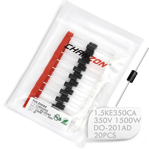 (Pack of 20 Pieces) Chanzon TVS Diodes 1.5KE350CA 1500W 350V DO-201AD (DO-27) Bidirectional Channel 1500 Watt 350 Volt in Saudi Arabia