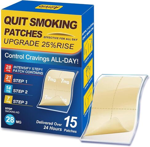 Nicotine Patches Step 1+ (28mg) | Quit Smoking Aid & Quit Smoking Patches | Adjustable 7mg, 14mg, 21mg via Cutting | Multi-Step Use (1,2,3) | 15 Count Transdermal System | Delivered Over 24 Hours in Saudi Arabia