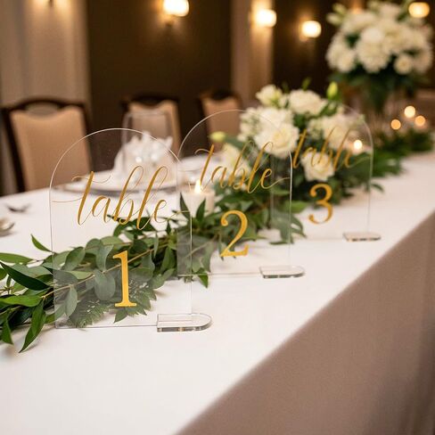 30 Sets Gold Wedding Table Numbers, 4x6 Inch Clear Number Display Stand with Holder, Acrylic Centerpiece Number Signs for Wedding Reception Centerpiece Decoration Event Party, Numbers 1-30 in Saudi Arabia