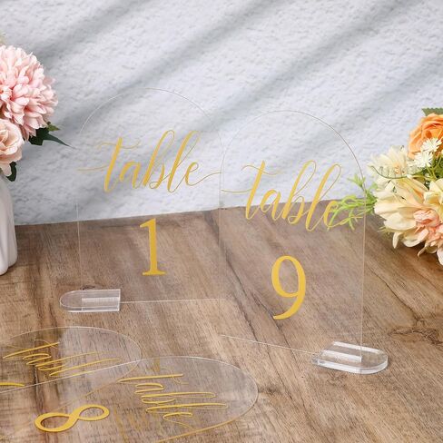 30 Sets Gold Wedding Table Numbers, 4x6 Inch Clear Number Display Stand with Holder, Acrylic Centerpiece Number Signs for Wedding Reception Centerpiece Decoration Event Party, Numbers 1-30 in Saudi Arabia