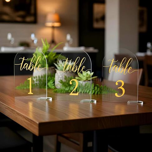 30 Sets Gold Wedding Table Numbers, 4x6 Inch Clear Number Display Stand with Holder, Acrylic Centerpiece Number Signs for Wedding Reception Centerpiece Decoration Event Party, Numbers 1-30 in Saudi Arabia