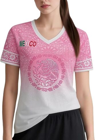 المكسيك المرأة لكرة القدم جيرسي المشجعين الرياضية في الهواء الطلق تي شيرت رياضي سليم صالح أكتيفيوير تي شيرت كرة القدم الفانيلة in Kuwait