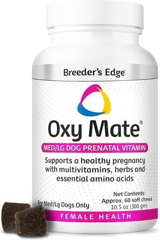 Revival Animal Health Breeder's Edge Oxy Mate (2 Pack, 120 Total Chews) Prenatal Soft Chews for Medium & Large Dogs & Cats, Pregnancy Vitamins for Dogs & Cats, 2-60 Count Bottles in Saudi Arabia