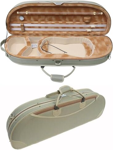 Violin Case 4/4 Full Size–Super Lightweight (1.74 kg) Wooden Hard Shell Case with 600D Nylon Raincoat,Plush Interior,2 Bow Holders,Hygrometer–Portable Travel Backpack for Violins(Green) in Saudi Arabia