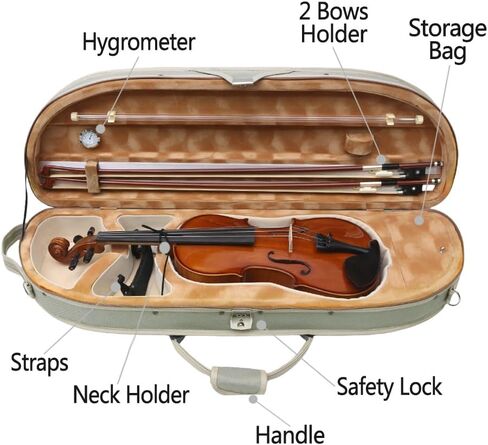 Violin Case 4/4 Full Size–Super Lightweight (1.74 kg) Wooden Hard Shell Case with 600D Nylon Raincoat,Plush Interior,2 Bow Holders,Hygrometer–Portable Travel Backpack for Violins(Green) in Saudi Arabia