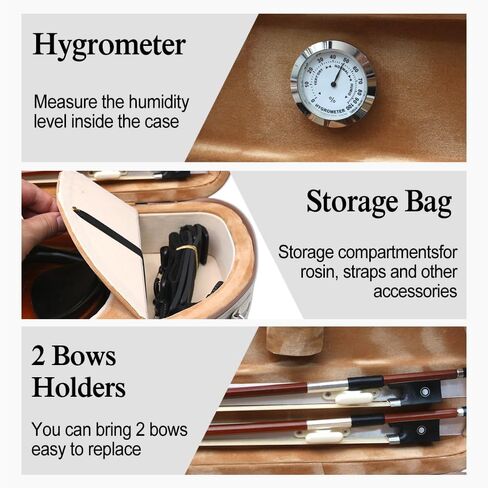 Violin Case 4/4 Full Size–Super Lightweight (1.74 kg) Wooden Hard Shell Case with 600D Nylon Raincoat,Plush Interior,2 Bow Holders,Hygrometer–Portable Travel Backpack for Violins(Green) in Saudi Arabia