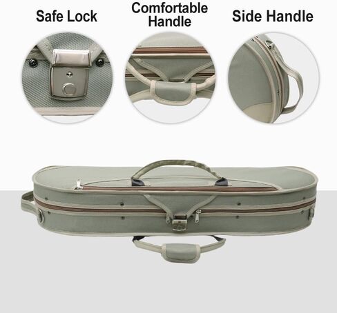 Violin Case 4/4 Full Size–Super Lightweight (1.74 kg) Wooden Hard Shell Case with 600D Nylon Raincoat,Plush Interior,2 Bow Holders,Hygrometer–Portable Travel Backpack for Violins(Green) in Saudi Arabia