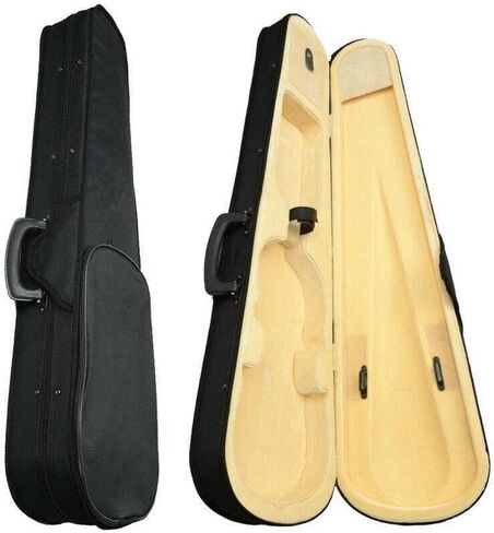 حافظة كمان كاملة الحجم 4/4، حافظة صلبة مثلثة مع بطانة بيج فخمة، قماش خارجي خفيف الوزن، أسود in Kuwait