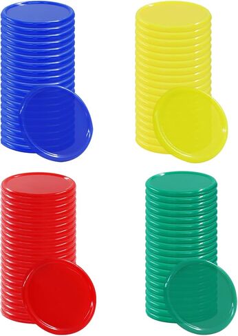 Zorfeter 200 PCS Plastic Learning Counters, 4 Colors Bingo Chips 1 Inch Poker Chips Educational Counting Discs, Markers Chips for Math Practice in Saudi Arabia
