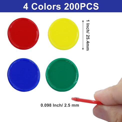 Zorfeter 200 PCS Plastic Learning Counters, 4 Colors Bingo Chips 1 Inch Poker Chips Educational Counting Discs, Markers Chips for Math Practice in Saudi Arabia