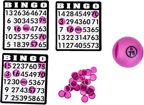 Treasure Gurus Purple Bingo Ball Magnet Wand 100 Player Chips Caller Markers Hard Paper Card Plastic Game Night Accessories in Saudi Arabia