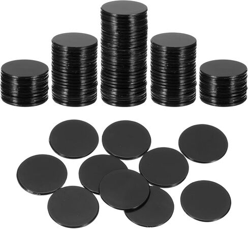 uxcell 100Pcs 1 Inch Poker Chips, Plastic Bingo Chips Learning Counters Counting Counters Disks Markers Opaque Game Tokens for Game Play Math Counting, Black, Flat in Saudi Arabia