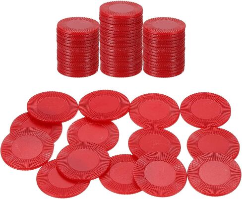 uxcell 64Pcs Plastic Poker Chips, 1 Inch Mini Bingo Chips Learning Counters Counting Counters Disks Markers Opaque Game Tokens for Game Play Math Counting, Red, Pattern in Saudi Arabia