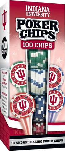 Masterpieces Adult Poker Chip Set - NCAA Indiana Hoosiers 100-Piece with Tray in Saudi Arabia
