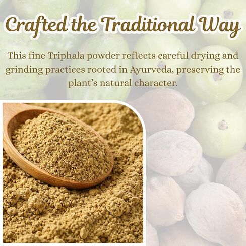 مسحوق الأيورفيدا التريفالا الأساسي | 7.05 أونصة (200 جرام) | مزيج أعشاب الأيورفيدا من أملا وهاريتاكي وبيبهيتاكي | يدعم عملية الهضم وصحة الأمعاء | خالي من الغلوتين، وغير معدل وراثيًا، ونباتي in Kuwait