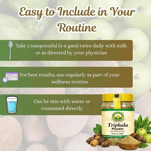 مسحوق الأيورفيدا التريفالا الأساسي | 7.05 أونصة (200 جرام) | مزيج أعشاب الأيورفيدا من أملا وهاريتاكي وبيبهيتاكي | يدعم عملية الهضم وصحة الأمعاء | خالي من الغلوتين، وغير معدل وراثيًا، ونباتي in Kuwait
