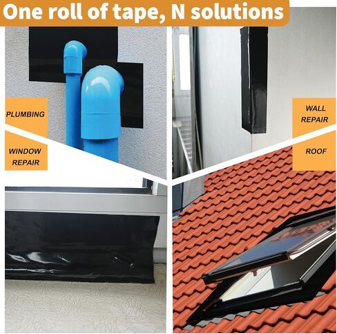 شريط وامض للنوافذ والأبواب، لفة 3.75 بوصة × 30 قدم، لاصق أكريليك، شريط وامض أسود ذاتي اللصق، مقاوم للماء، مقاوم للأشعة فوق البنفسجية، رائع لإغلاق الأبواب والنوافذ والبناء والإصلاحات in Kuwait