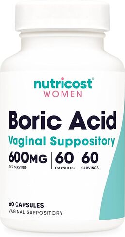 Nutricost Boric Acid 600mg, 60 Capsules - Vaginal Suppository - Non-GMO - for Women in Kuwait