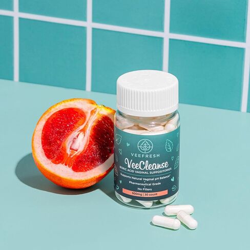 VeeFresh - VeeCleanse Boric Acid Vaginal Suppositories - Vaginal pH Balance Suppositories - Vaginal Odor Control - Feel Fresh, Feminine and Confident in Kuwait