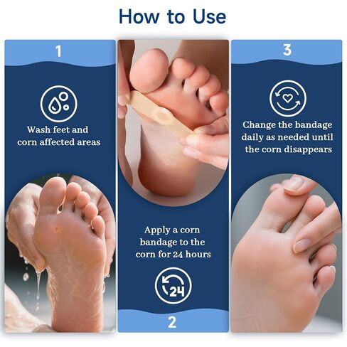 وسادات إزالة الذرة ذات القوة القصوى من QIYANA لأصابع القدم - 40% رقع طبية من حمض الساليسيليك للأقدام، قابلة للتنفس طوال اليوم، معالجة سريعة المفعول للبشرة الصلبة (30 قطعة) in Kuwait