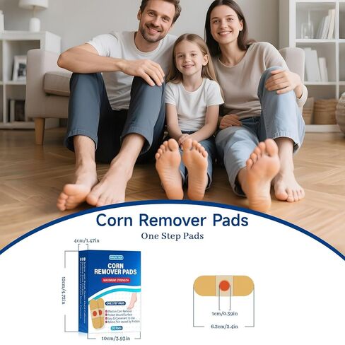 وسادات إزالة الذرة ذات القوة القصوى من QIYANA لأصابع القدم - 40% رقع طبية من حمض الساليسيليك للأقدام، قابلة للتنفس طوال اليوم، معالجة سريعة المفعول للبشرة الصلبة (30 قطعة) in Kuwait
