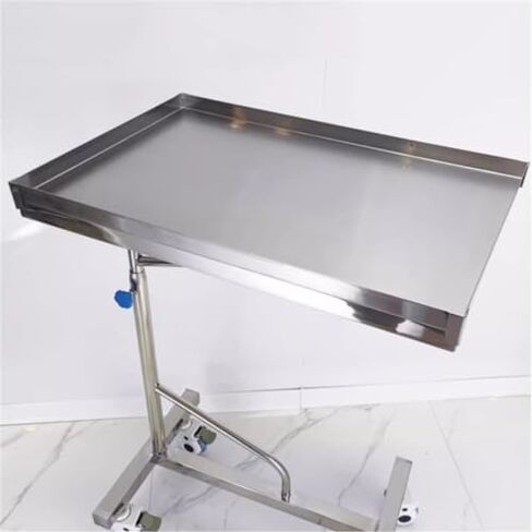 Adjustable Height Stainless Steel Tray Stand on Wheels - 45x35cm Lab Cart for Mcal Procedures - Portable Medical Instrument Holder - Easy Mobility and Convenience in Saudi Arabia