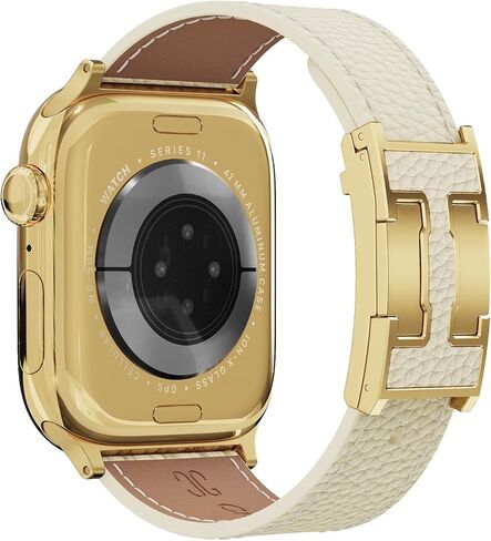 شريط جلدي أنيق متوافق مع Apple Watch Band 38/41/41/42/44/45/46/49 مم ، حزام مشبك على شكل H لـ IWatch Ultra 2 1 Series 10/9/8/7/6/5/4/3/2/1/SE in Kuwait