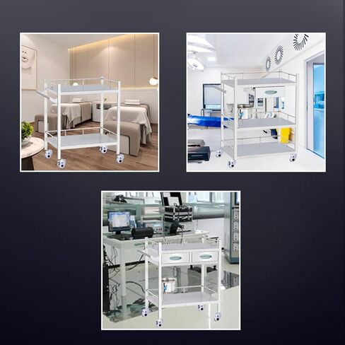 Trolley Rolling Cart, 2-Layer Stainless Steel, Aesthetic Laboratory and Use, Maximum Load 150Kg, Durable and Mobile Design for S in Saudi Arabia