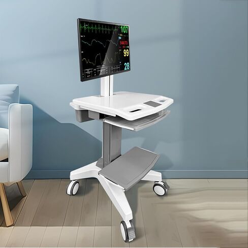 Mobile Trolley Cart, Height Adjustable80-102Cm, Rolling Lab Cart,Fitted with Four Silent Swivel Castors, Suitable for S, Laboratory Storage and Offices in Saudi Arabia