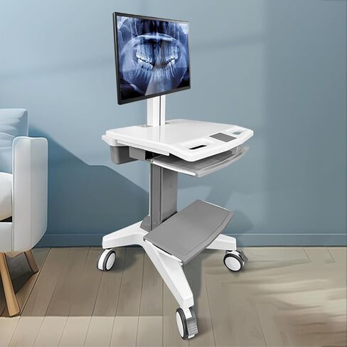 Mobile Trolley Cart, Height Adjustable80-102Cm, Rolling Lab Cart,Fitted with Four Silent Swivel Castors, Suitable for S, Laboratory Storage and Offices in Saudi Arabia