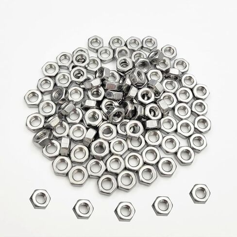 100 قطعة M4-0.7 صامولة سداسية من الفولاذ المقاوم للصدأ 304(18-8) صامولة سداسية مترية للبراغي، لمسة نهائية لامعة، خيط كامل (M4) in Kuwait