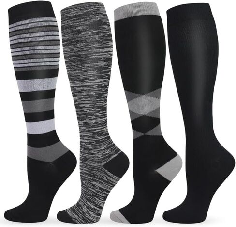 Compression Socks 15-20mmHg for Men & Women, 4 Pairs Graduated Compression Socks for Work, Travel & Everyday Wear in Saudi Arabia