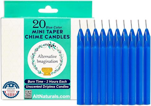 Alternative Imagination Colored Candles, 4 Inch Mini Taper Chime Candles, Great for Birthday Parties, Spells, Witchcraft Supplies, Wiccan Decor, Altar Candles, Unscented Meditation Candles, Box of 20 in Kuwait
