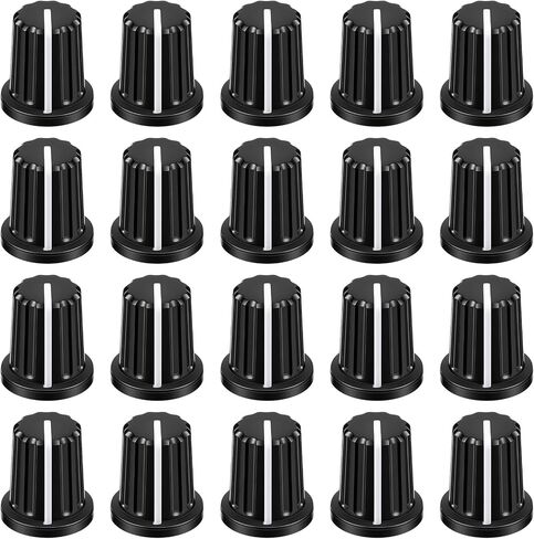 20 Pcs 6mm D Type Potentiometer Control Knobs, Plastic Knob Replacement Set Black Volume Audio Mixer Bass Tone Rotary Knobs for Electric Guitar Speaker Board, DJ Controller Console Knob,16 x 17mm in Saudi Arabia