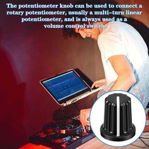 20 Pcs 6mm D Type Potentiometer Control Knobs, Plastic Knob Replacement Set Black Volume Audio Mixer Bass Tone Rotary Knobs for Electric Guitar Speaker Board, DJ Controller Console Knob,16 x 17mm in Saudi Arabia
