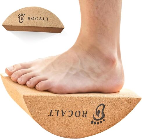 Rocalt Cork Yoga Blocks, Half Moon Yoga Block & Calf Stretching, Cork Foot Stretcher for Plantar Fasciitis Relief, Ankle Stretcher Pilates Block, Improve Balance, Stability & Foot Mobility in Kuwait
