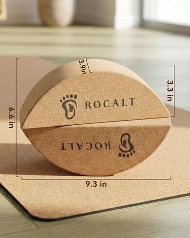 Rocalt Cork Yoga Blocks, Half Moon Yoga Block & Calf Stretching, Cork Foot Stretcher for Plantar Fasciitis Relief, Ankle Stretcher Pilates Block, Improve Balance, Stability & Foot Mobility in Kuwait