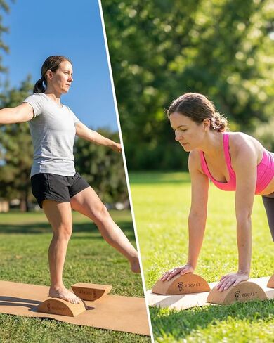 Rocalt Cork Yoga Blocks, Half Moon Yoga Block & Calf Stretching, Cork Foot Stretcher for Plantar Fasciitis Relief, Ankle Stretcher Pilates Block, Improve Balance, Stability & Foot Mobility in Kuwait