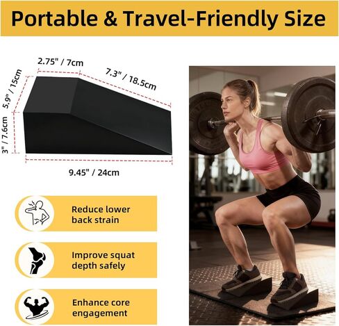 كتلة إسفين القرفصاء كتل اليوغا إسفين 2 حزمة، أسافين رغوة اليوغا ممارسة القدم أسافين كتلة للتمرين كعب مرتفع العجل نقالة الجمباز (أسود) in Kuwait