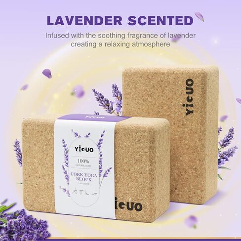 YIGUO 2 Pack Cork Yoga Blocks | Natural Eco-Friendly High Density Non-Slip Yoga Blocks for Women & Men | 9x6x3 Inches for Yoga, Pilates, Stretching in Saudi Arabia