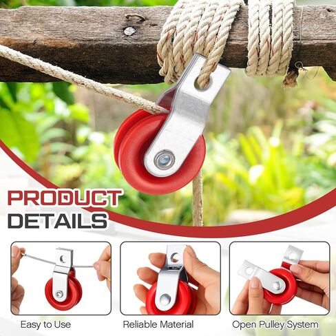 Lounsweer 50 Pcs 1-3/4" Red Nylon Pulley, Fiberglass Reinforced Nylon Pulley, Reinforced Baseball Batting Cage Cable System for Netting Baseball Batting Cages in Saudi Arabia