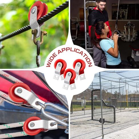 Lounsweer 50 Pcs 1-3/4" Red Nylon Pulley, Fiberglass Reinforced Nylon Pulley, Reinforced Baseball Batting Cage Cable System for Netting Baseball Batting Cages in Saudi Arabia